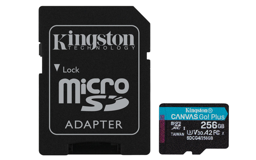 Tarjeta microSD Kingston Canvas Go! Plus · 256 GB · Con adaptador SD