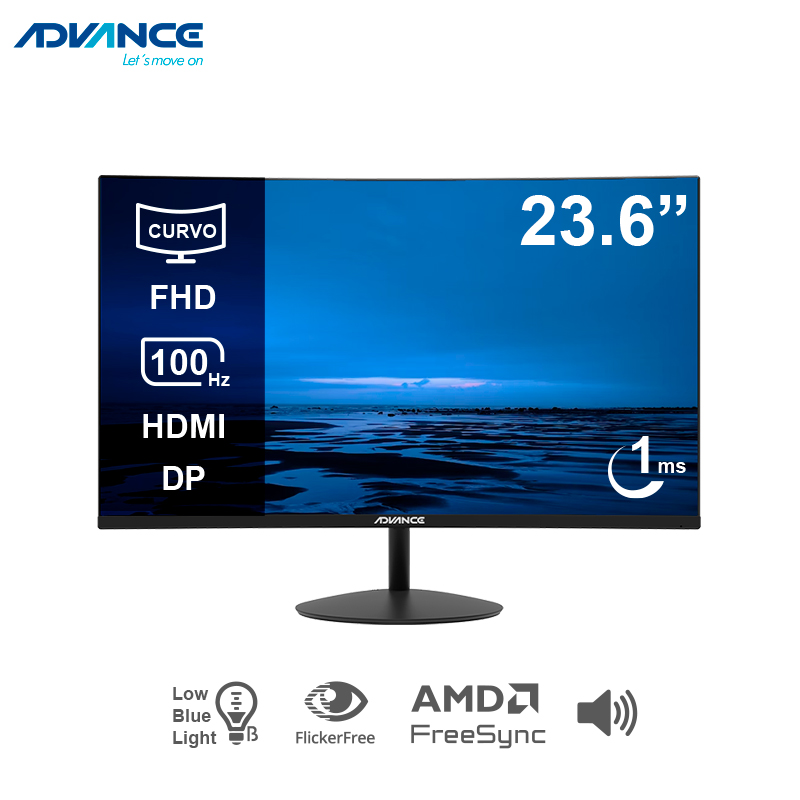 Monitor curvo Advance ADV-2452S 23.6" · Full HD VA · 100 Hz · 1 ms