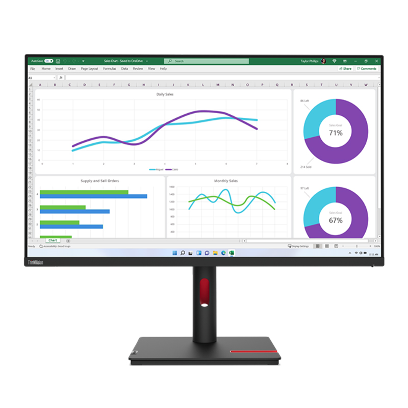 Monitor Lenovo ThinkVision T32h-30 31.5" · QHD IPS · USB-C · RJ-45