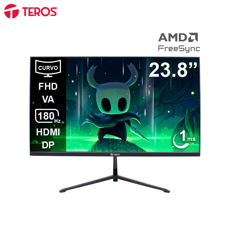 Monitor gamer curvo Teros TE-2476G 23.8" · Full HD VA · 180 Hz · 1 ms
