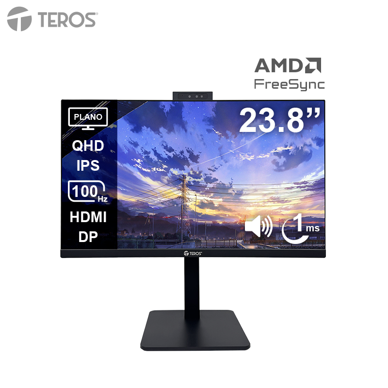 Monitor Teros TE-2416CS 23.8" · QHD IPS · 100 Hz · Cámara y micrófono