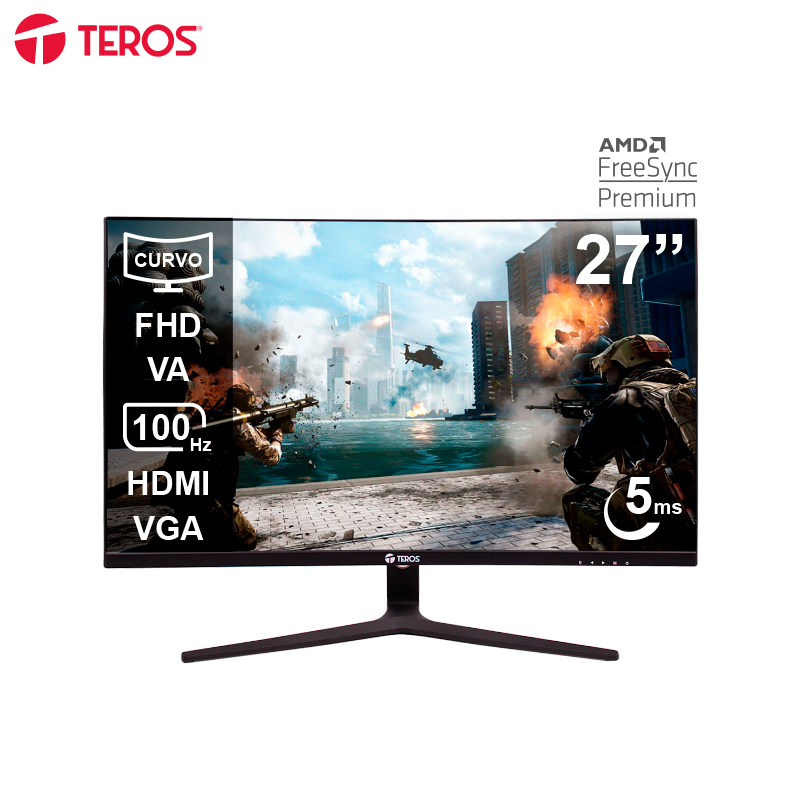 Monitor curvo Teros TE-2731S 27" · Full HD VA · 100 Hz · 5 ms