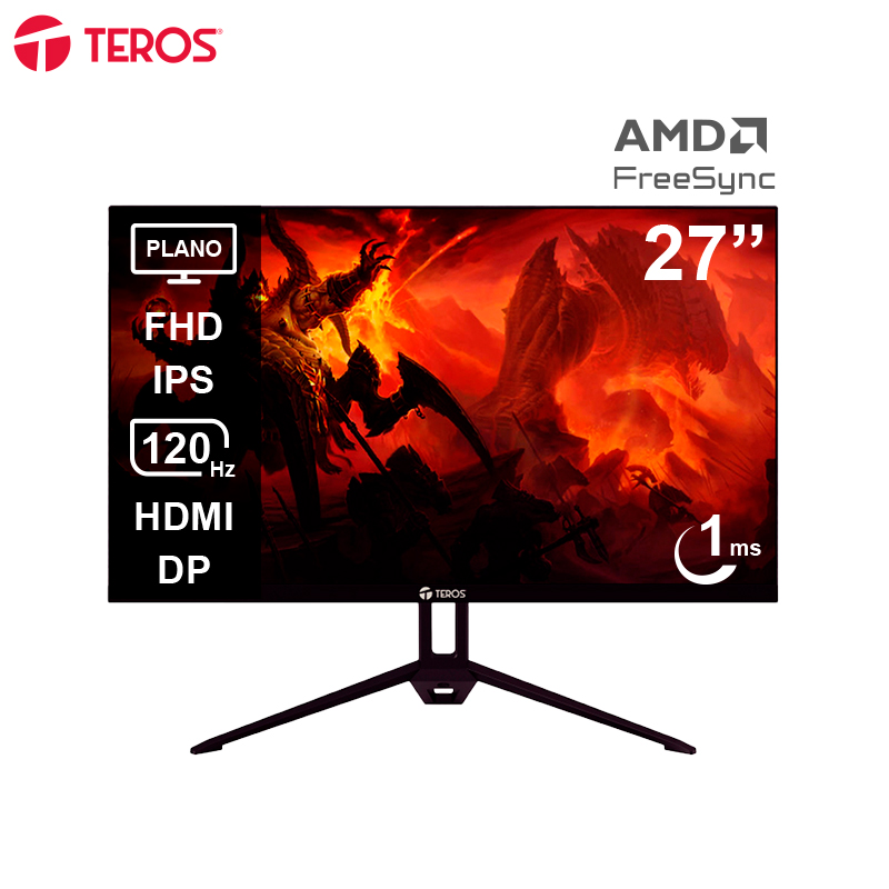 Monitor Teros TE-2713S 27" · Full HD IPS · 120 Hz · 1 ms · Parlantes