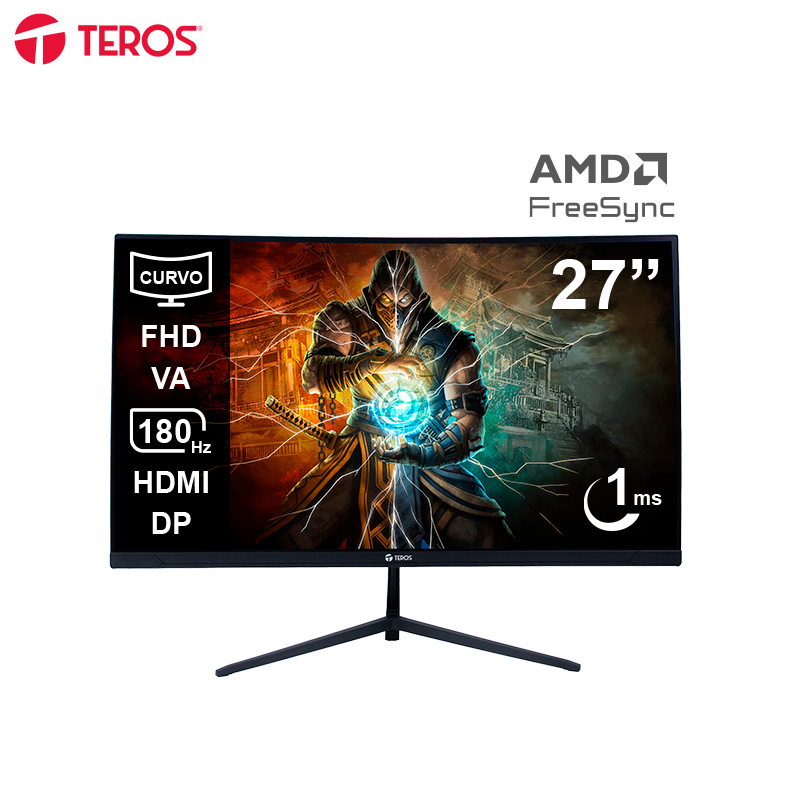Monitor gamer curvo Teros TE-2787G 27" · Full HD VA · 180 Hz · 1 ms