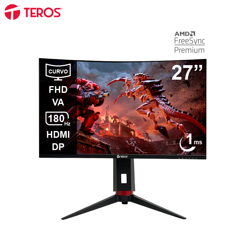 Monitor gamer curvo Teros TE-2766G 27" · Full HD VA · 180 Hz · 1 ms