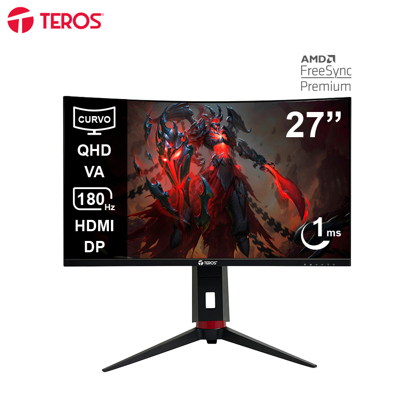 Monitor gamer curvo Teros TE-2767G 27" · VA · 180 Hz · 1 ms