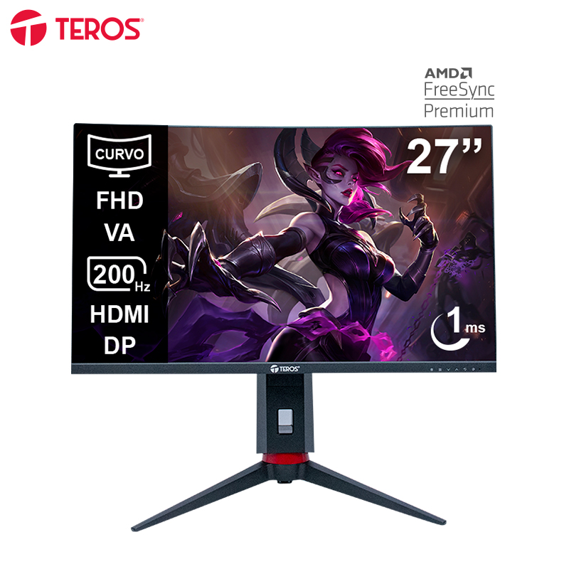 Monitor gamer curvo Teros TE-2788G 27" · Full HD VA · 200 Hz · 1 ms