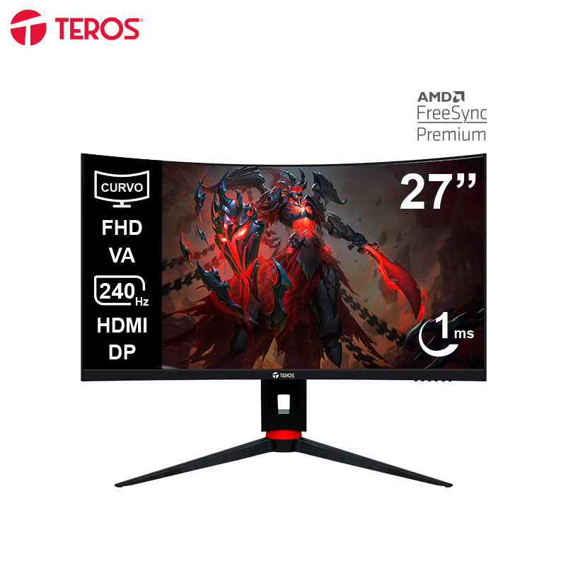 Monitor gamer curvo Teros TE-2764G 27" · Full HD VA · 240 Hz · 1 ms