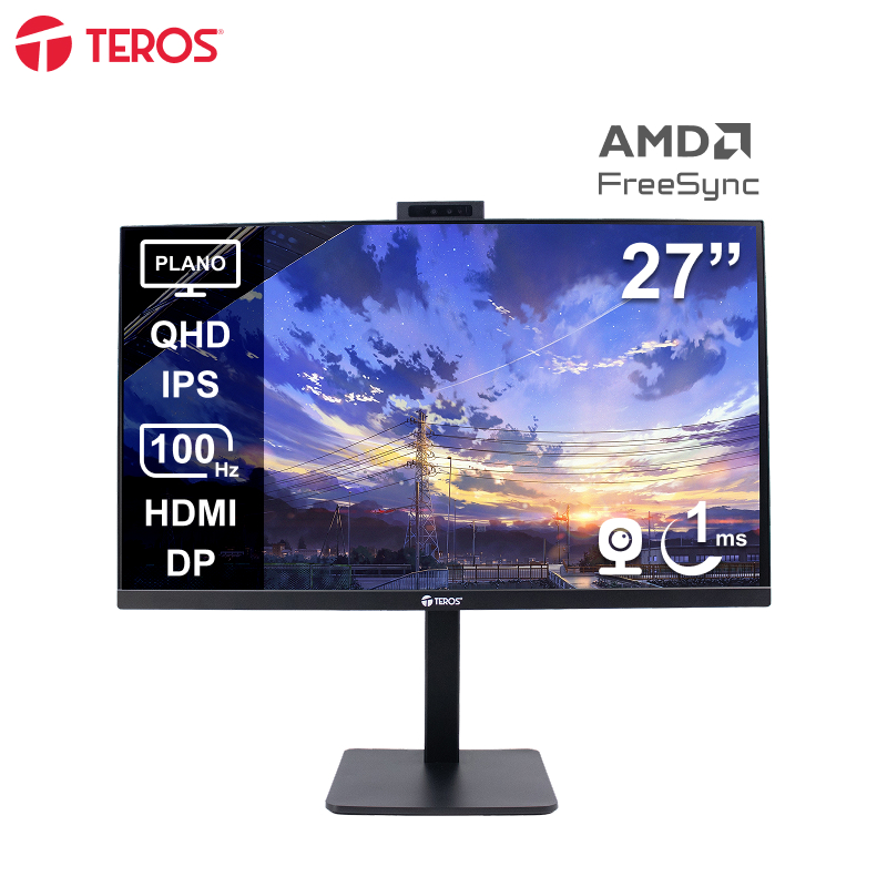 Monitor Teros TE-2715CS 27" · QHD IPS · 100 Hz · Cámara y micrófono