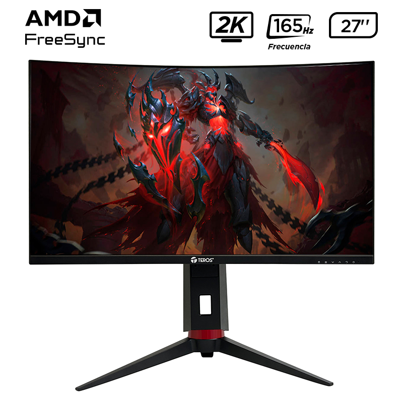 Monitor gamer curvo Teros TE-2765G 27" · QHD VA · 165 Hz · Pivotante