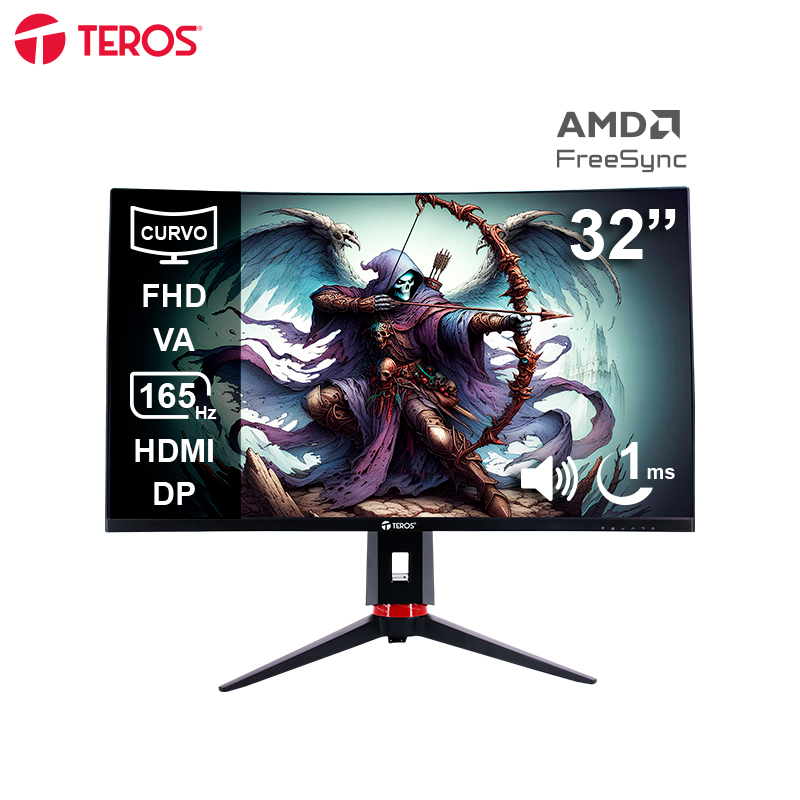 Monitor gamer curvo Teros TE-3215G 31.5" · Full HD VA · 165 Hz · 1 ms