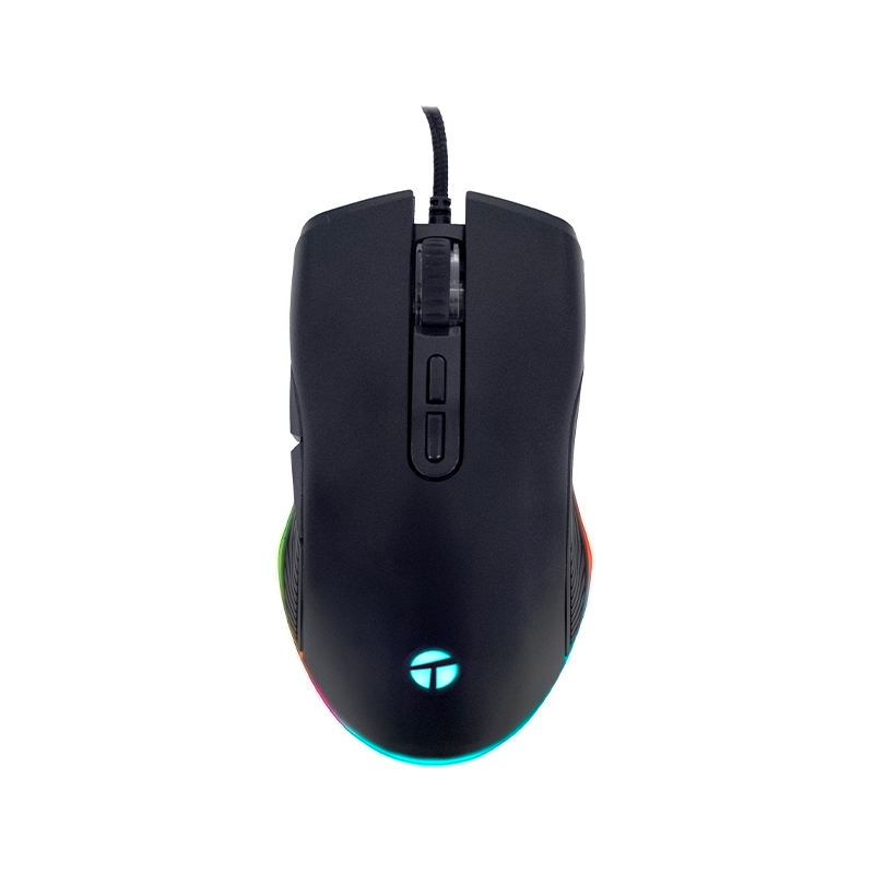 Mouse gamer Teros TE-1233G · 7 botones programables · RGB · USB · Negro