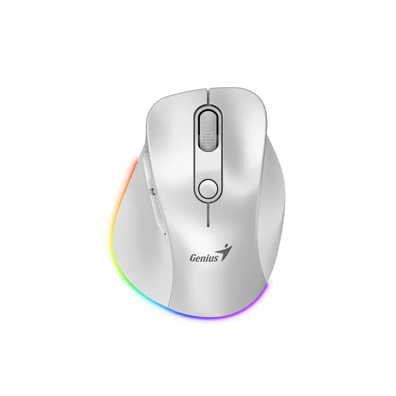 Mouse Genius recargable dual inalámbrico/Bluetooth Ergo 9000S PRO 6-BOT silencioso RGB · Perla blanco