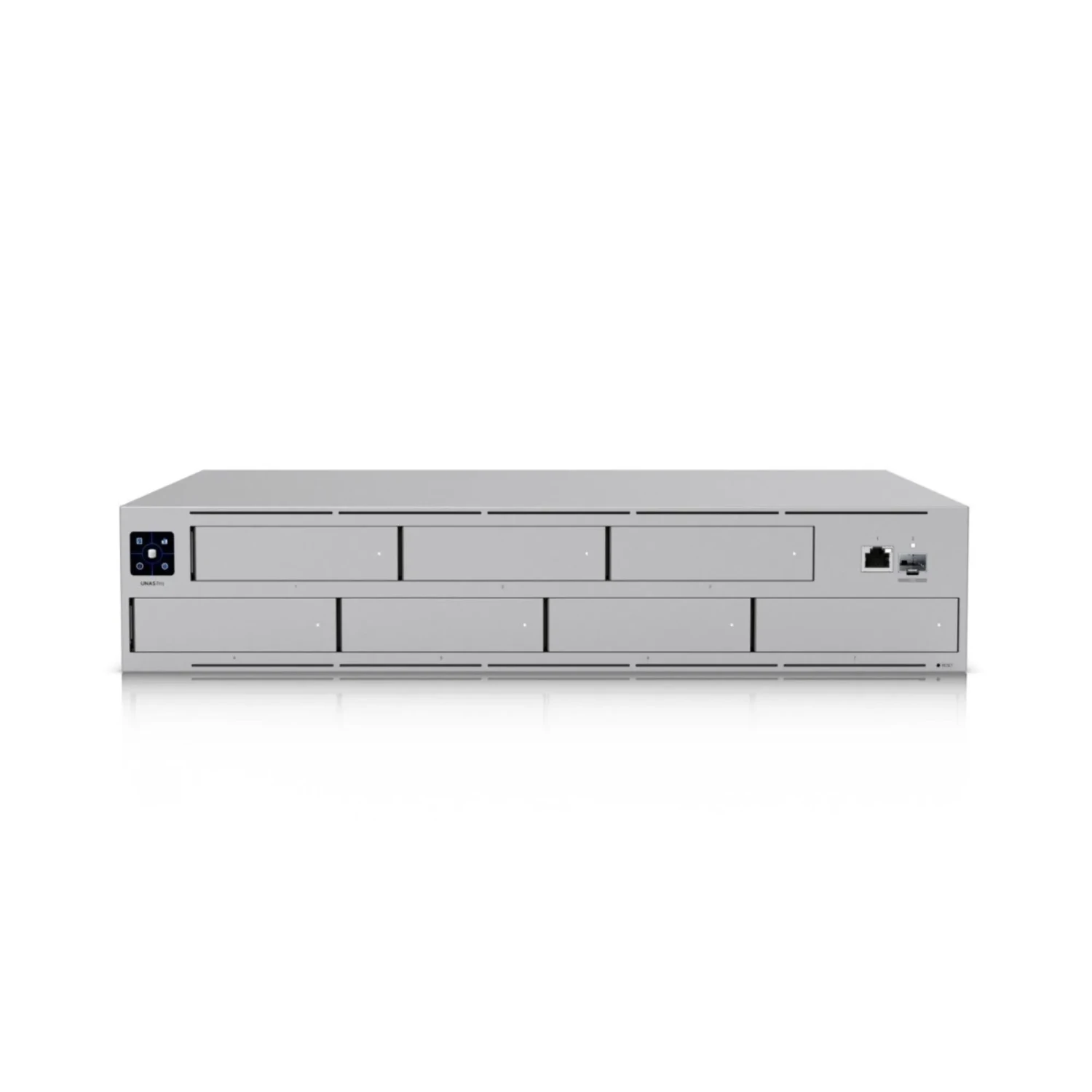 NAS con 7 bahías hot-swap, procesador quad-core y 8 GB de RAM, almacenamiento seguro y centralizado. Integra UniFi Drive , soporta RAID, snapshots y copias de seguridad en la nube