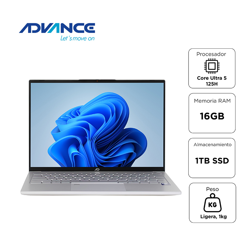 Laptop Advance NV7050 14" · Core Ultra 5 125H · 16 GB RAM · SSD 1 TB · Sin sistema operativo