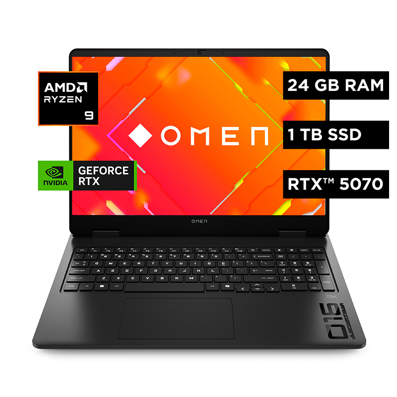 Laptop gamer HP OMEN 16-ap0007la 16" · Ryzen 9 8940HX · 24 GB RAM · SSD 1 TB · Video 6 GB