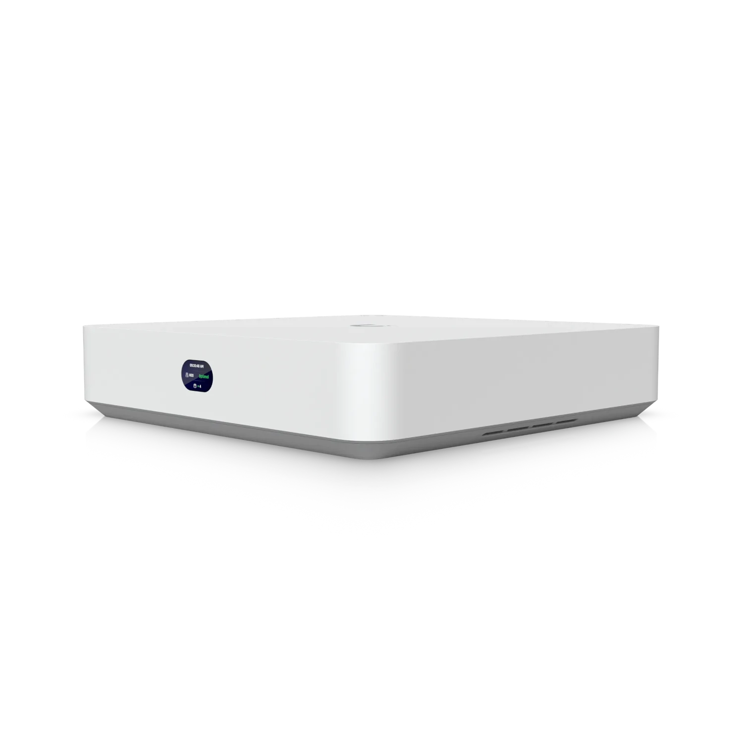NVR UniFi Protect compacto con soporte para HDD de 3,5", que cuenta con un conmutador PoE de 6 puertos integrado, puerto de visualización HDMI integrado y capacidad para (6) cámaras 4K