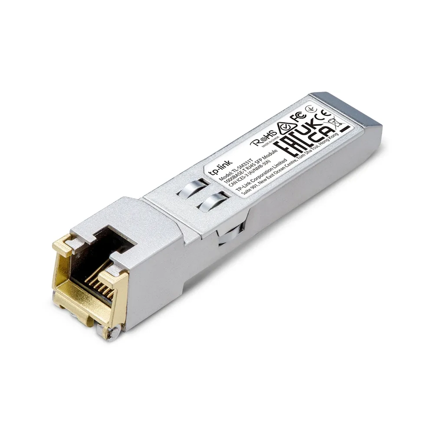OMADA Módulo SFP RJ45 1000Base-T, 1.25Gbps, puerto RJ45 Gigabit, alcance hasta 100m por cable Cat5e o superior, hot swappable, compatible SFP MSA, bajo consumo y carcasa metálica.