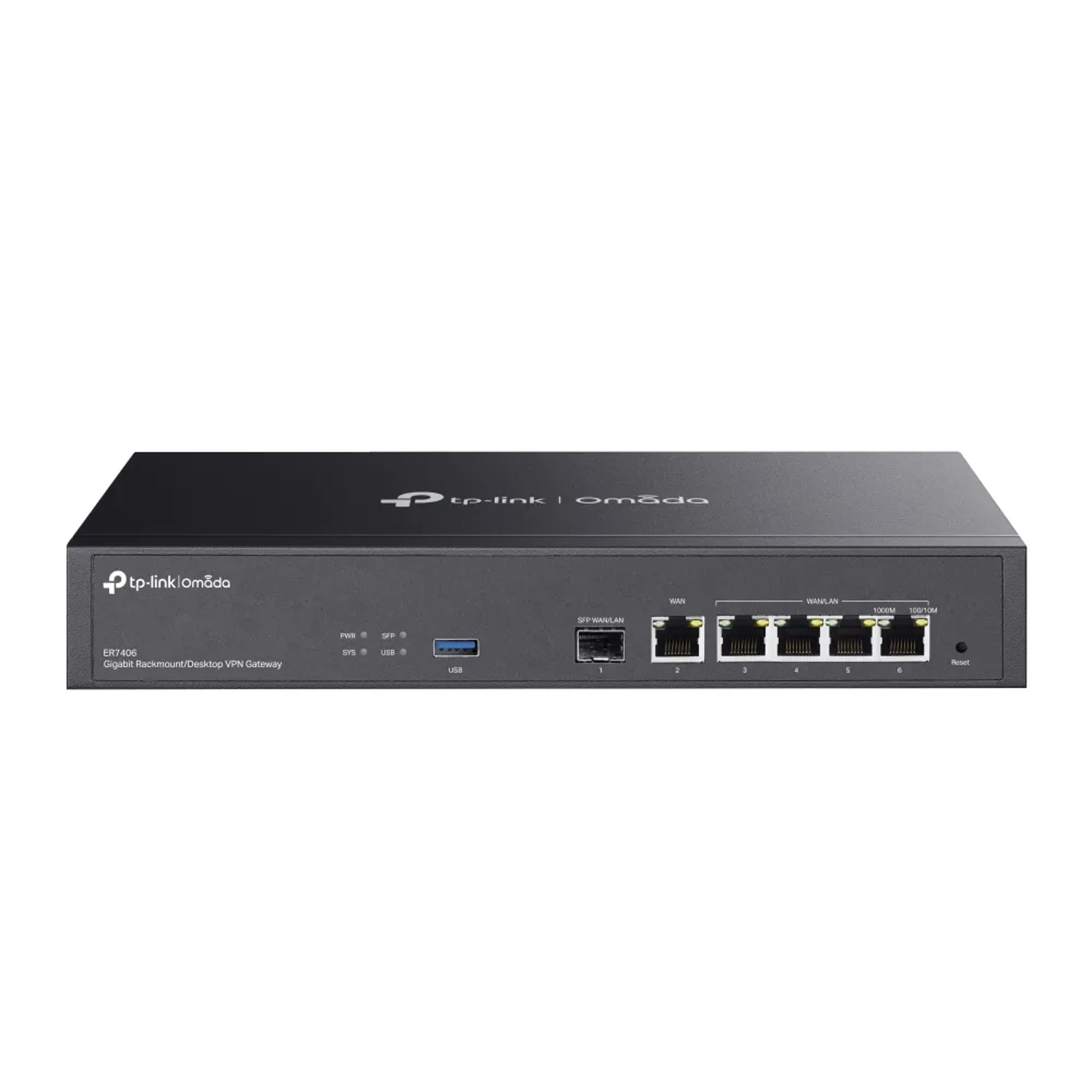 Omada Router VPN Gigabit, SFP + 5×RJ45 WAN/LAN, hasta 100 IPsec VPN, balanceo, link backup, firewall por políticas, VLAN, gestión Omada SDN, rack/escritorio.