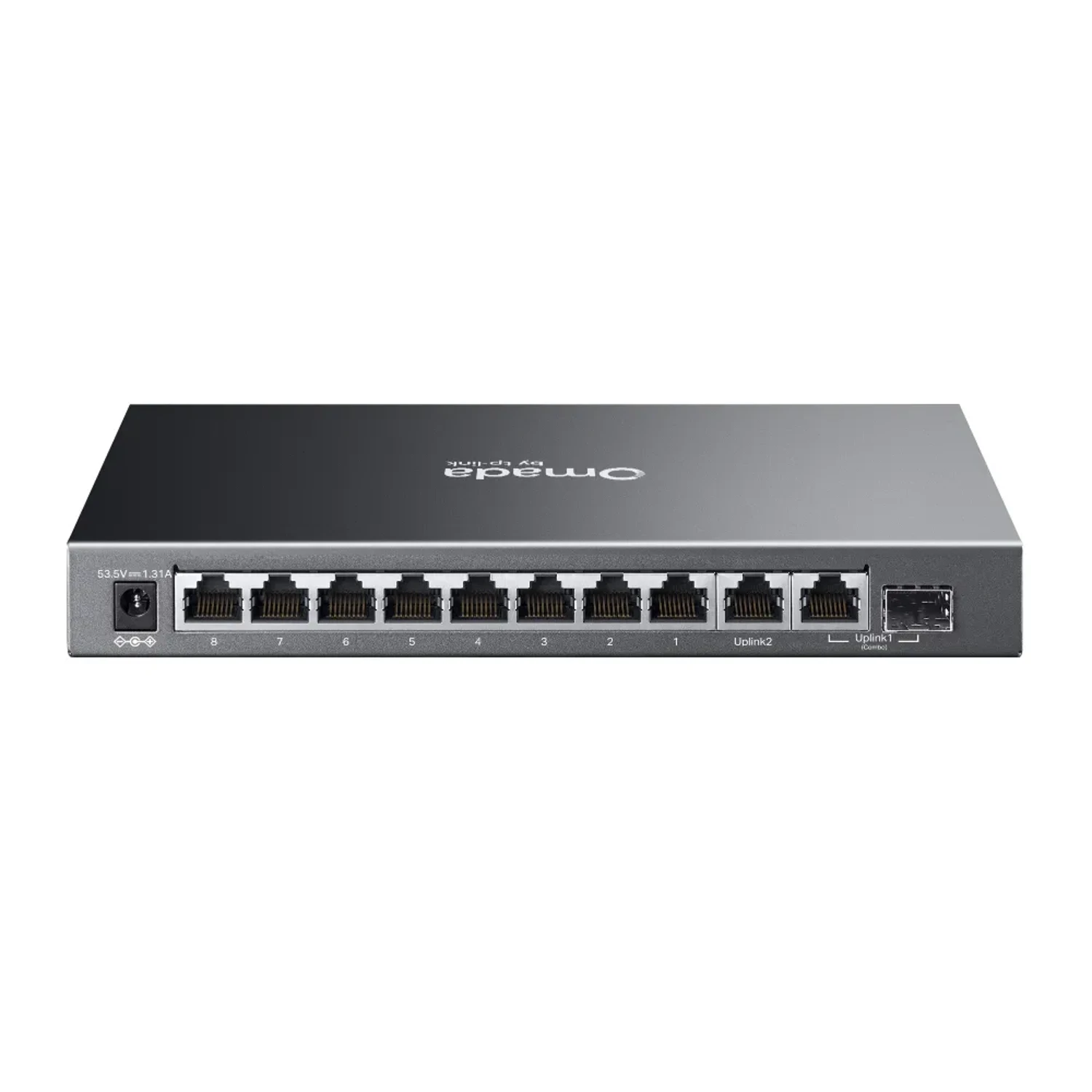 Omada Switch Easy Managed 10 puertos Gigabit, 8×PoE+ + 1×RJ45 + 1×Combo RJ45/SFP, PoE 63W, VLAN, QoS, LAG, IGMP, gestión Omada SDN, fanless.
