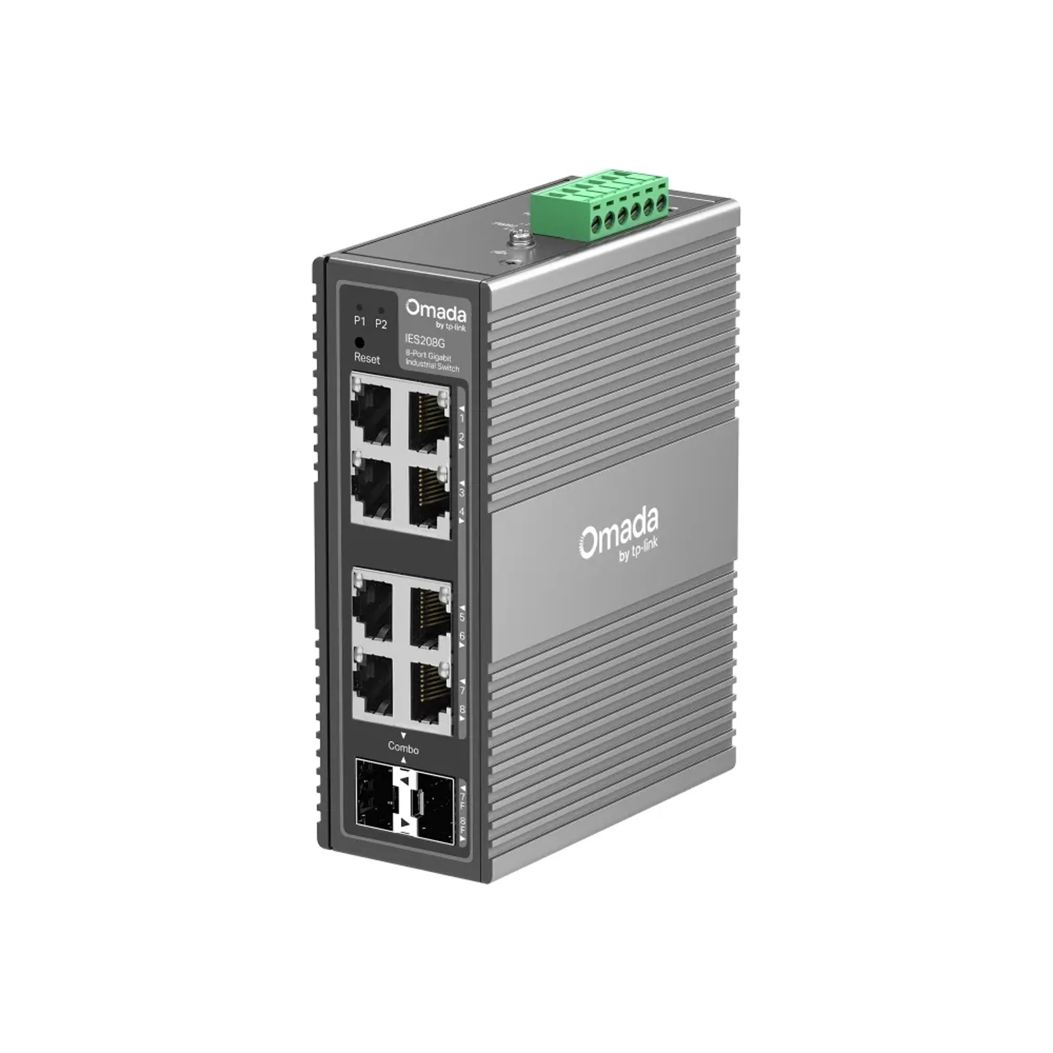 Omada Switch Industrial Easy Managed 8 puertos Gigabit, 6×RJ45 + 2×Combo RJ45/SFP, -40~75 °C, VLAN, QoS, LAG, IGMP, gestión Omada SDN, DIN/Wall, fanless. Envía tus comentarios en BizChat