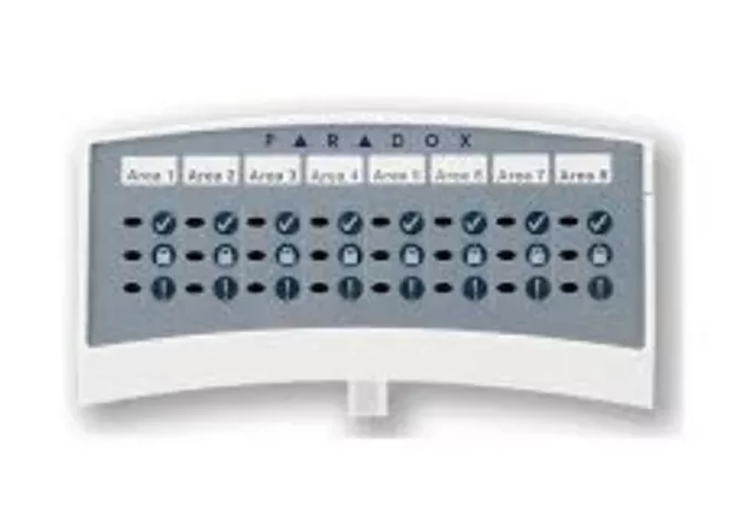 OUTLET - ANC1 - INDICACIÓN DE ALARMAS DE ZONA: ZONAS EN ALARMA PARPADEAN HASTA SER DESARMADAS. INDICADOR LED INDICA ESTADO DE PARTICIONES 1A 8, DE ZONAS 1A 48, Ó ZONAS 49 A 96.