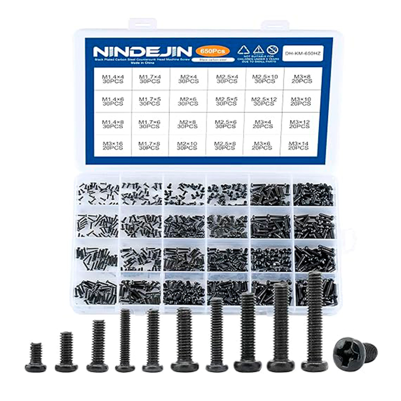 Kit de tornillos de cabeza redonda Nindejin · 650 piezas