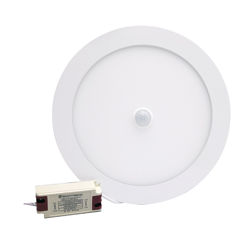 Panel LED empotrable Ecotrend con sensor de microondas · 18W · 1800 lm · 6000K