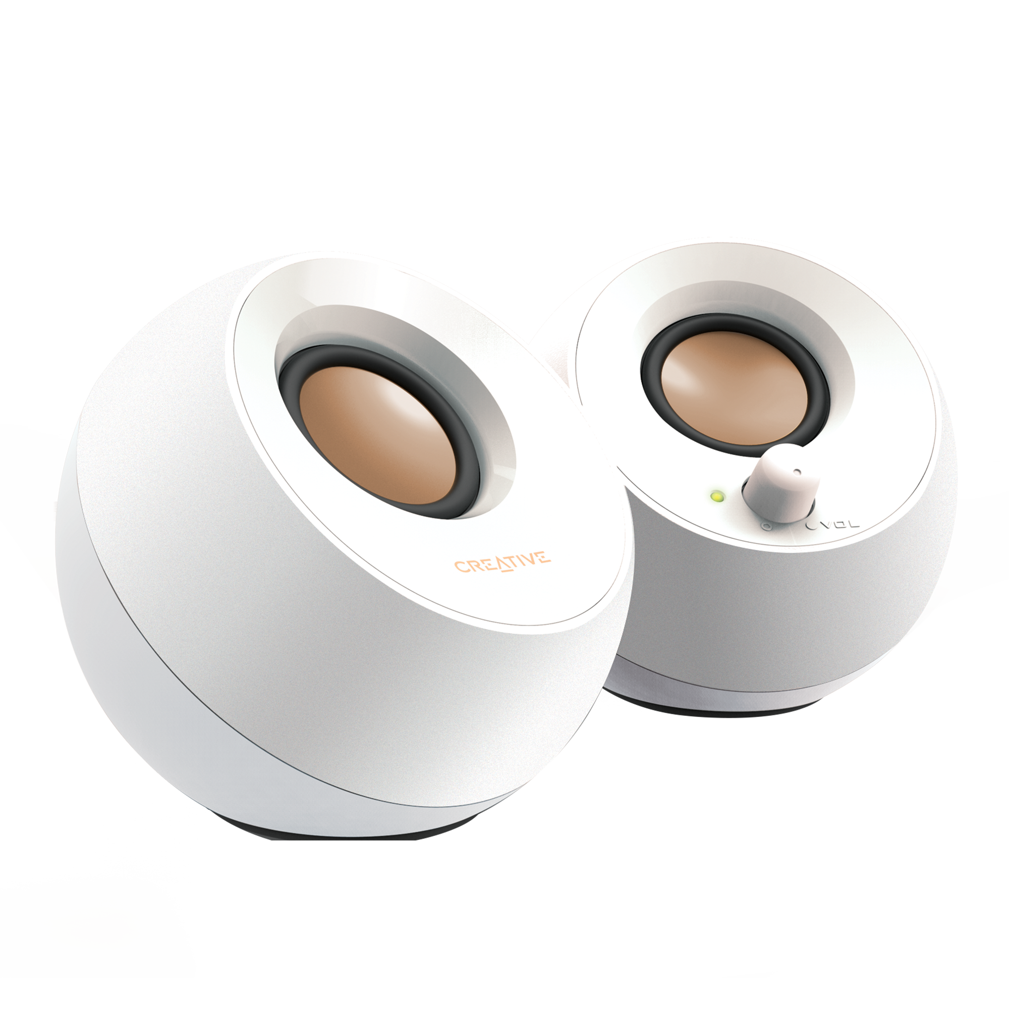 Parlantes Creative Pebble 2.0 4.4W 3.5MM USB power · Blanco
