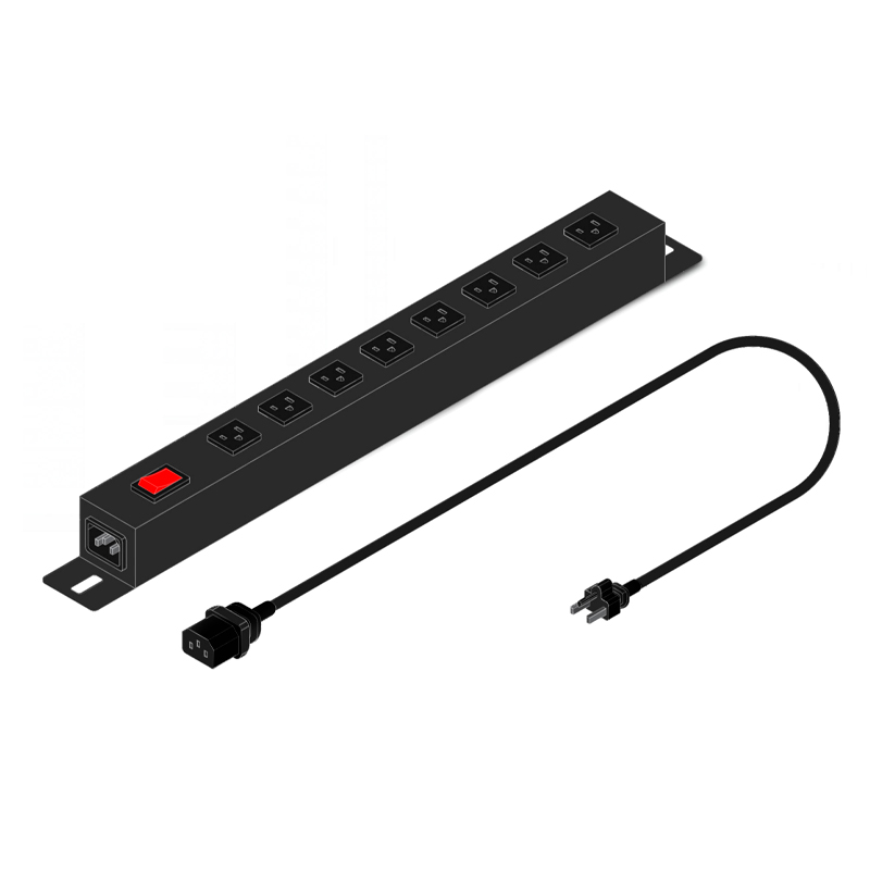 PDU para rack Elise 1U · 8 tomas NEMA 5-15R · 10A