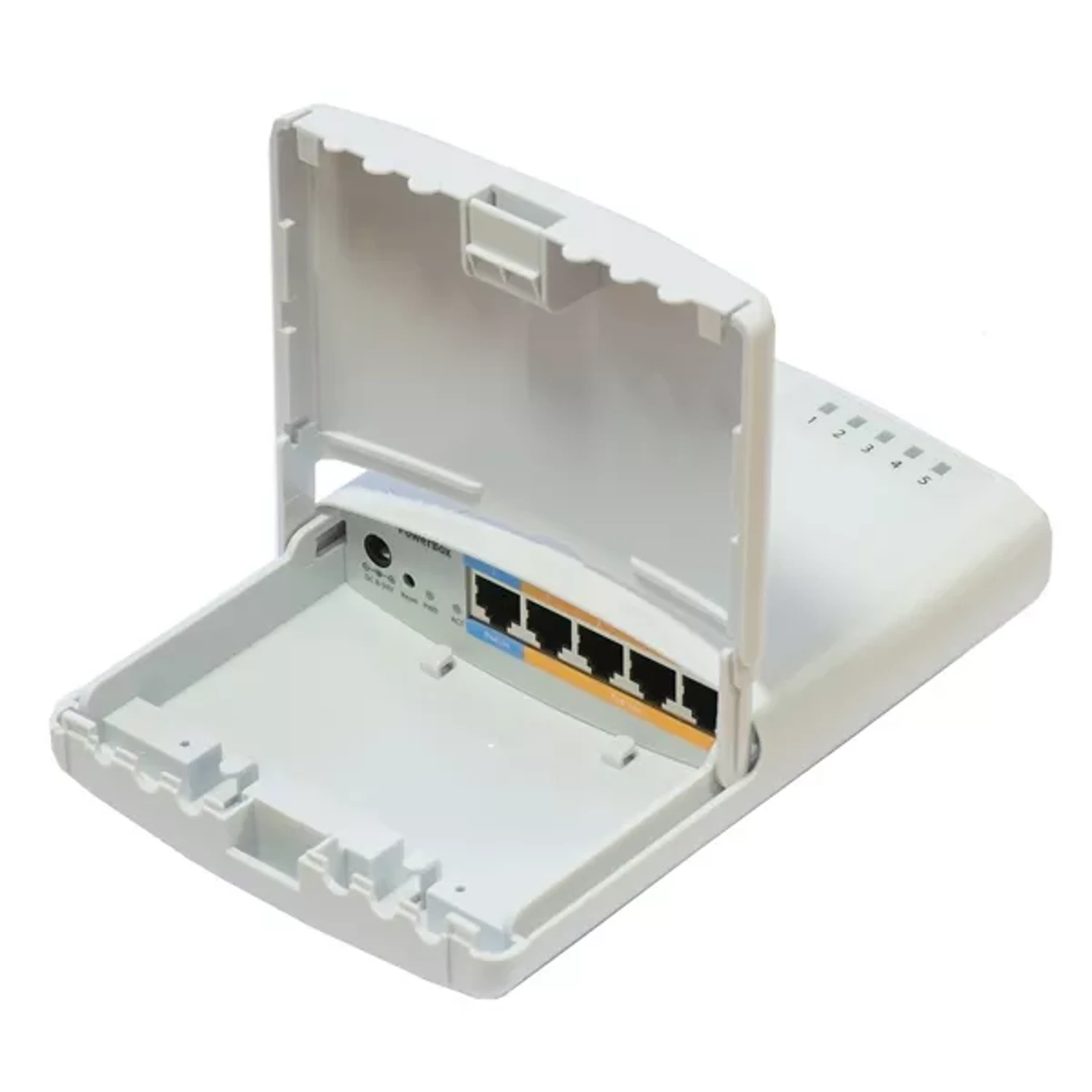 POWERBOX WITH 650MHZ CPU, 64MB RAM, 5XLAN (FOUR WITH POE OUT), ROUTEROS L4, OUTDOOR CASE, PSU, POE