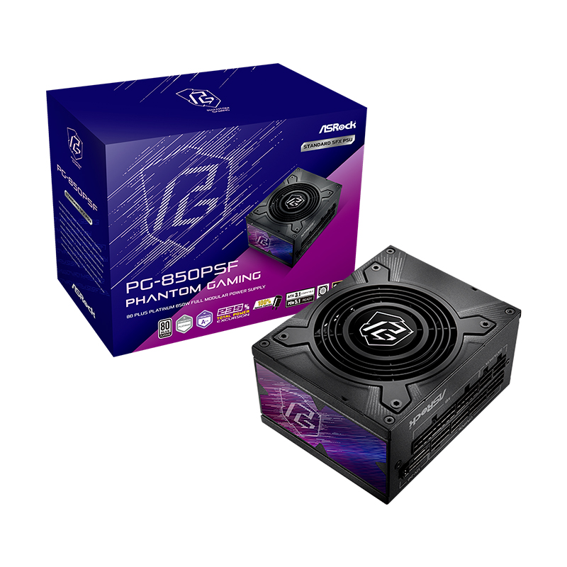 Fuente de poder ASRock PG-850P · 850W · 80 Plus Platinum · SFX modular