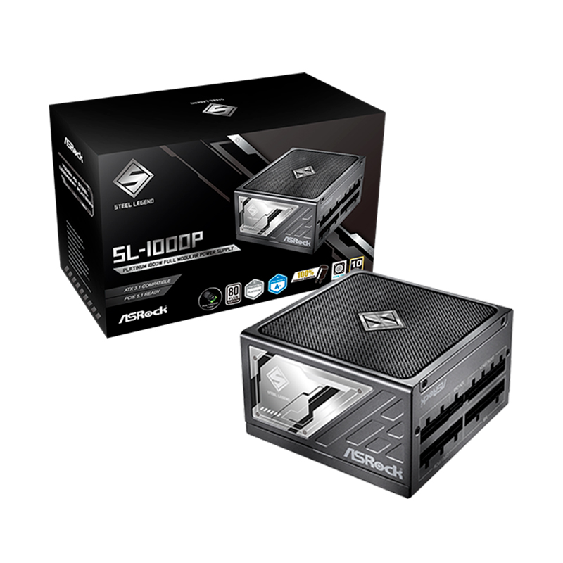 Fuente de poder ASRock SL-1000P · 1000W · 80 Plus Platinum · modular