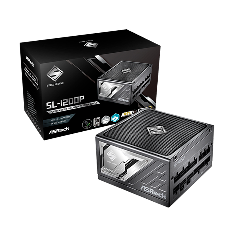 Fuente de poder ASRock SL-1200P · 1200W · 80 Plus Platinum · modular