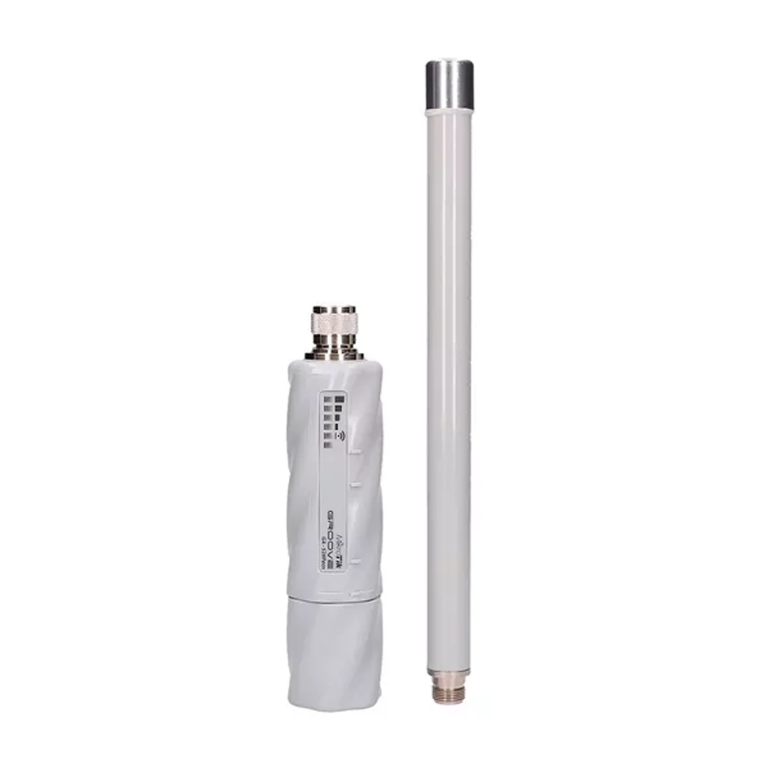RBGROOVEA-52HPN WITH N-MALE CONNECTOR, HIGH GAIN SINGLE CHAIN 2.4GHZ / 5GHZ 802.11ABGN WIRELESS, 600MHZ CPU, 64MB RAM, 1X LAN, MOUNTING LOOPS, POE, PSU, PLASTIC CASE, ROUTEROS L4, 2.4GHZ