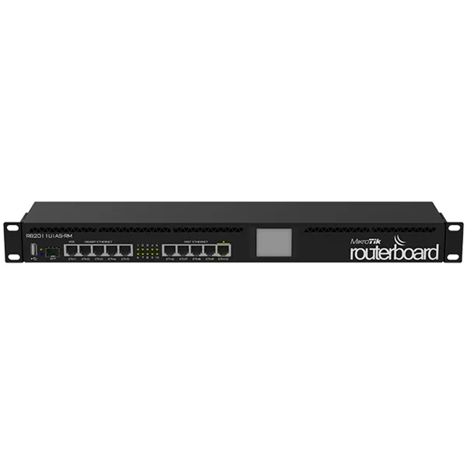 ROUTERBOARD 2011UIAS WITH ATHEROS 74K MIPS CPU, 128MB RAM, 1XSFP PORT, 5XLAN, 5XGBIT LAN, ROUTEROS L5, 1U RACKMOUNT CASE, PSU, LCD