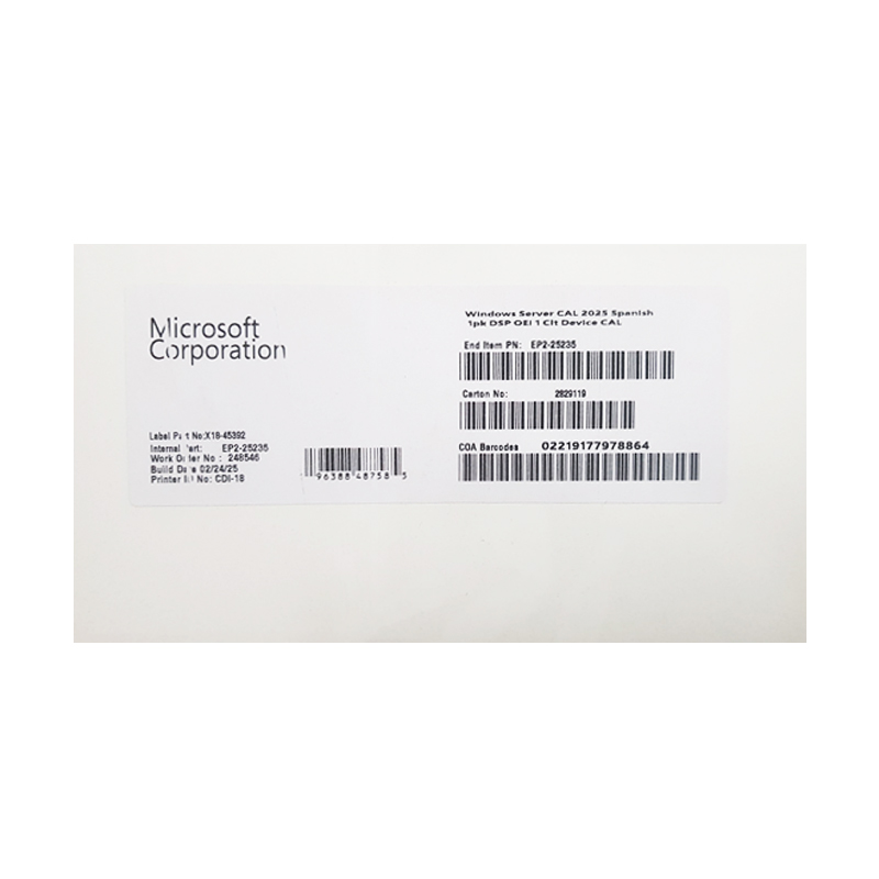 Windows Server 2025 · CAL de dispositivo · 1 pack