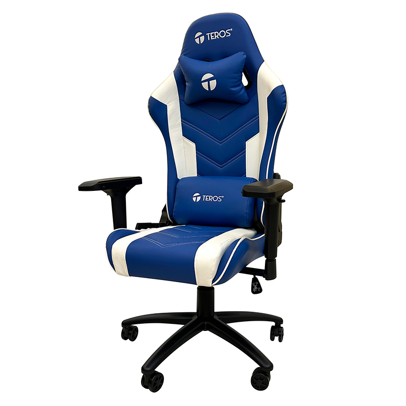 Silla gamer Teros TE-8126B · Azul y blanco