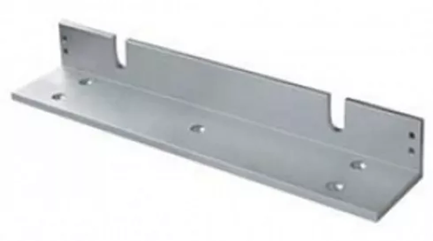 SOPORTE PARA CERRADURA ELECTROMAGNÉTICA TIPO L.PARA PUERTAS ABIERTAS HACIA DENTRO 600 LB.PESO:0.32 KG.DIMENSIONES:253MMX 50MMX30MM