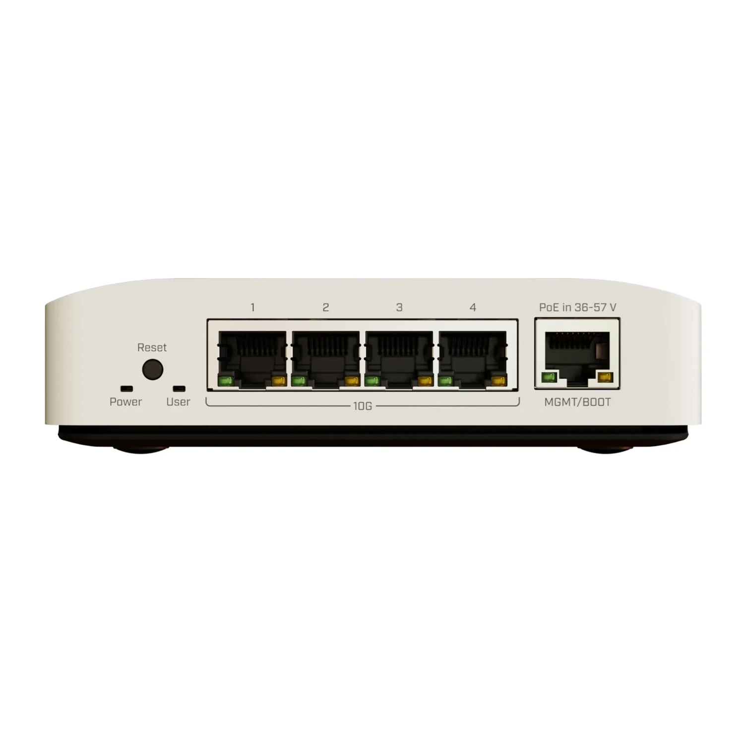 Switch 4xEthernet 10Gb, 1xEthernet 1G para gestión, CPU dual core 1200 MHz, 512MB RAM, RouterOS L5/SwitchOS