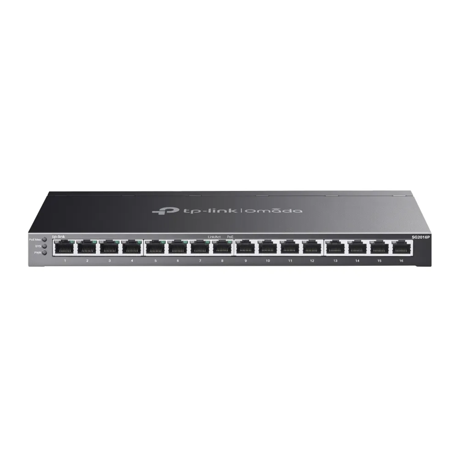 Switch administrable Omada L2+, 16 Gb (8 PoE+ 120W), fanless, 32Gbps, jumbo 9K, ACL, QoS, IGMP, static routing.