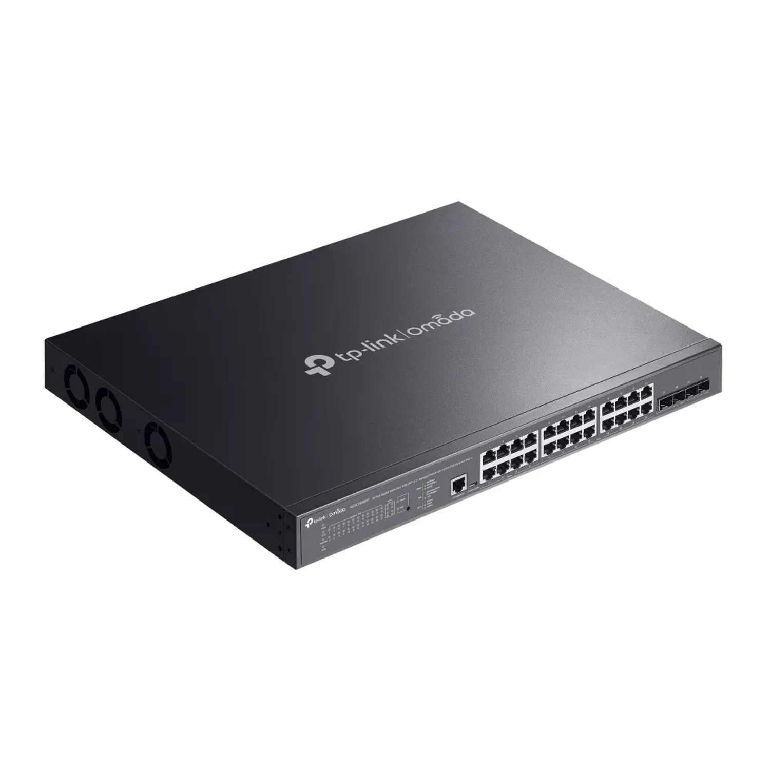 Switch administrable Omada L2+, 24 Gb (8 PoE++/16 PoE+) 500W, 4 SFP+ 10G, 128Gbps, jumbo 9K, ACL, QoS, IGMP, static routing.