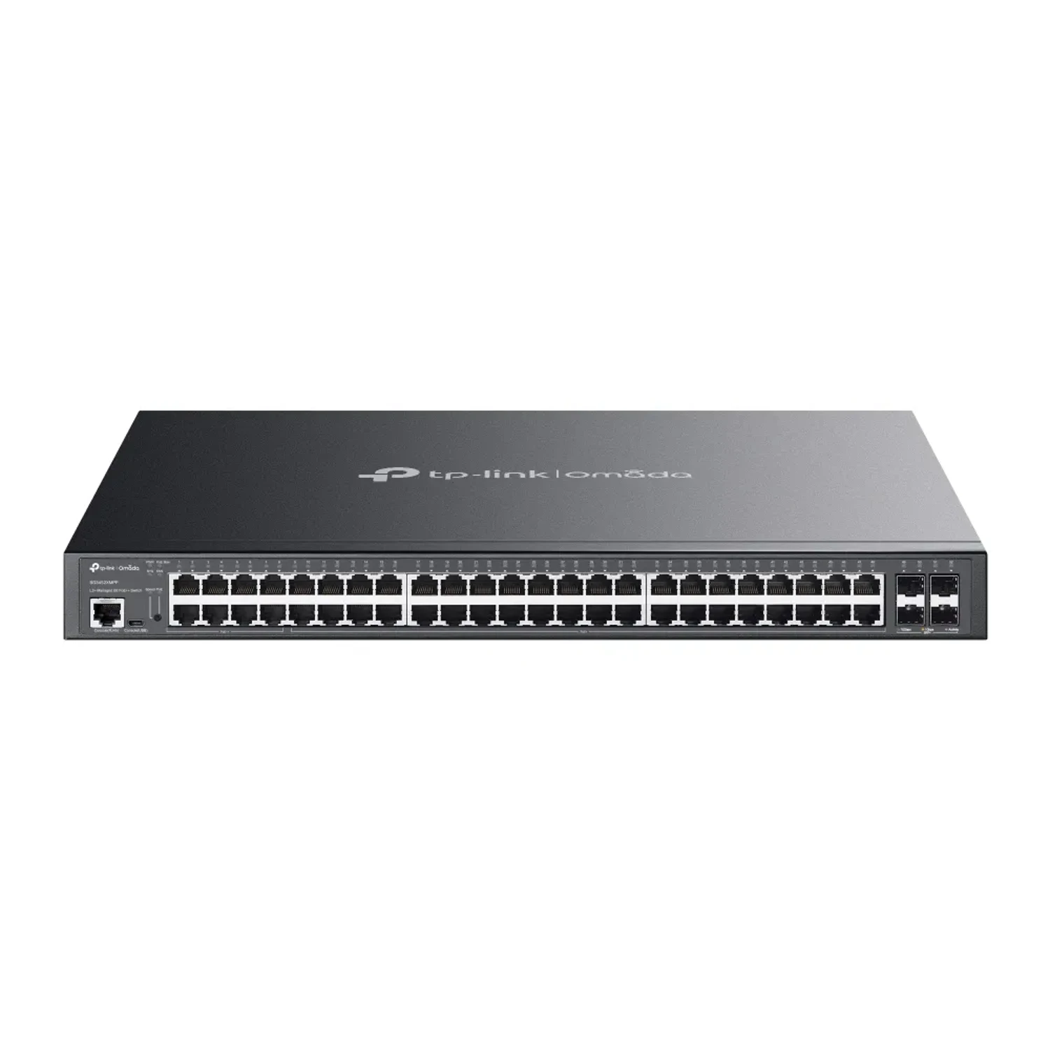Switch administrable Omada L2+, 48 Gb (8 PoE++/40 PoE+) 750W, 4 SFP+ 10G, 176Gbps, jumbo 9K, ACL, QoS, IGMP, static routing.