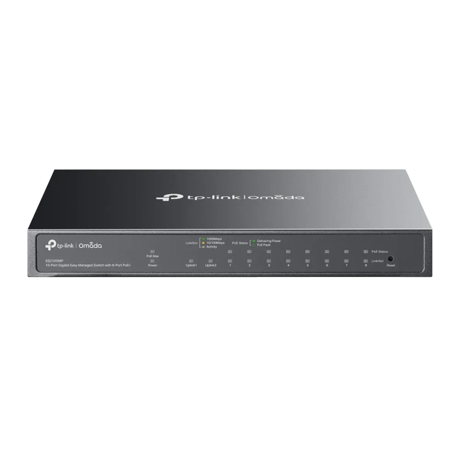 Switch administrable Omada L2+, 8 Gb PoE+ (123W), 1 Gb, 1 combo SFP, 20Gbps, jumbo 15K, ACL, QoS, IGMP, fanless.