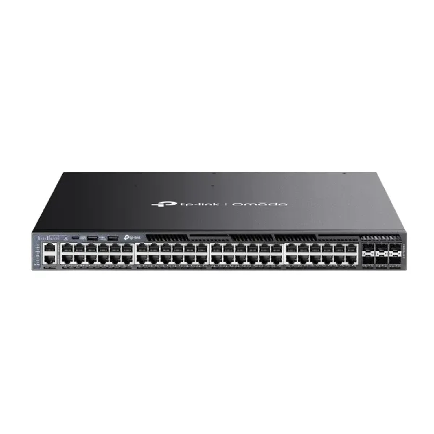 Switch administrable Omada L3, 48 Gb PoE+ (1440W), 6 SFP+ 10G, 216Gbps, 32K MAC, jumbo 9K, stacking 8U, ACL, OSPF, VRRP, DHCP Relay.