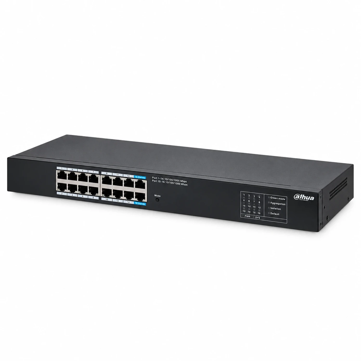 SWITCH GIGABIT 16 PUERTOS, NO ADMINISTRABLE, CARCASA METÁLICA (NO POE)