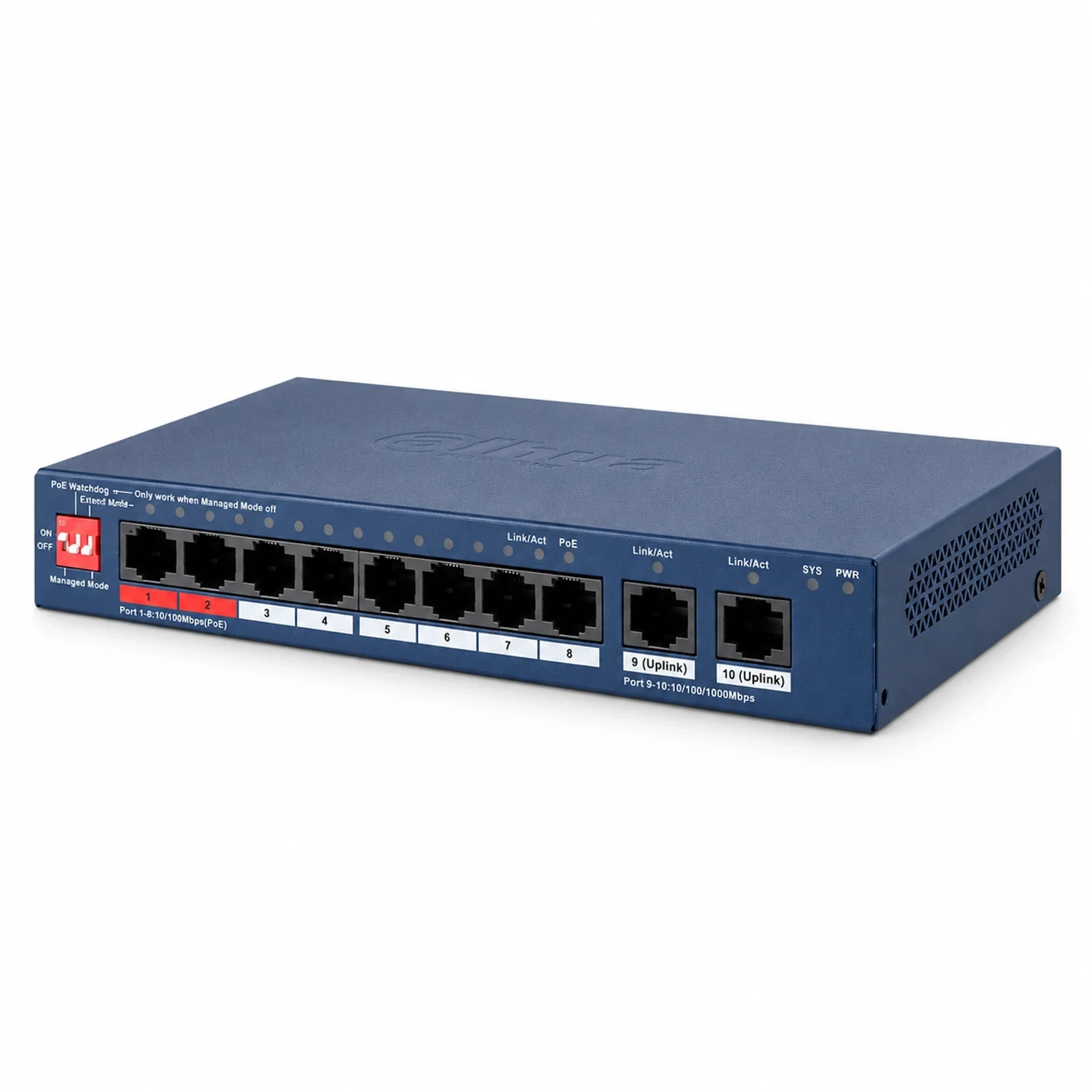 SWITCH POE ADMINISTRADO POR NUBE 8 PUERTOS FAST ETHERNET + 2 PUERTOS GIGABIT – 110 W