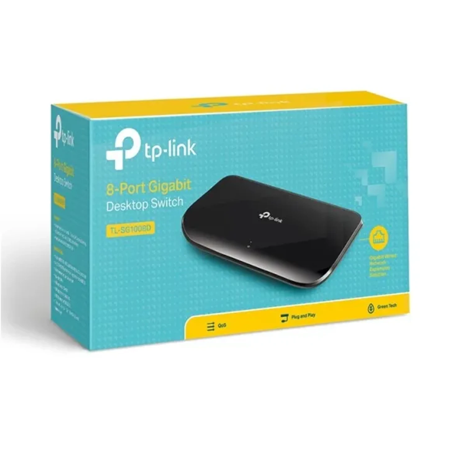 Switch TP-LINK no administrable 8 puertos Gigabit, switching 16Gbps, 11.9Mpps, MAC 4K, jumbo 16KB, auto MDI/MDIX, control de flujo 802.3x, carcasa plástica