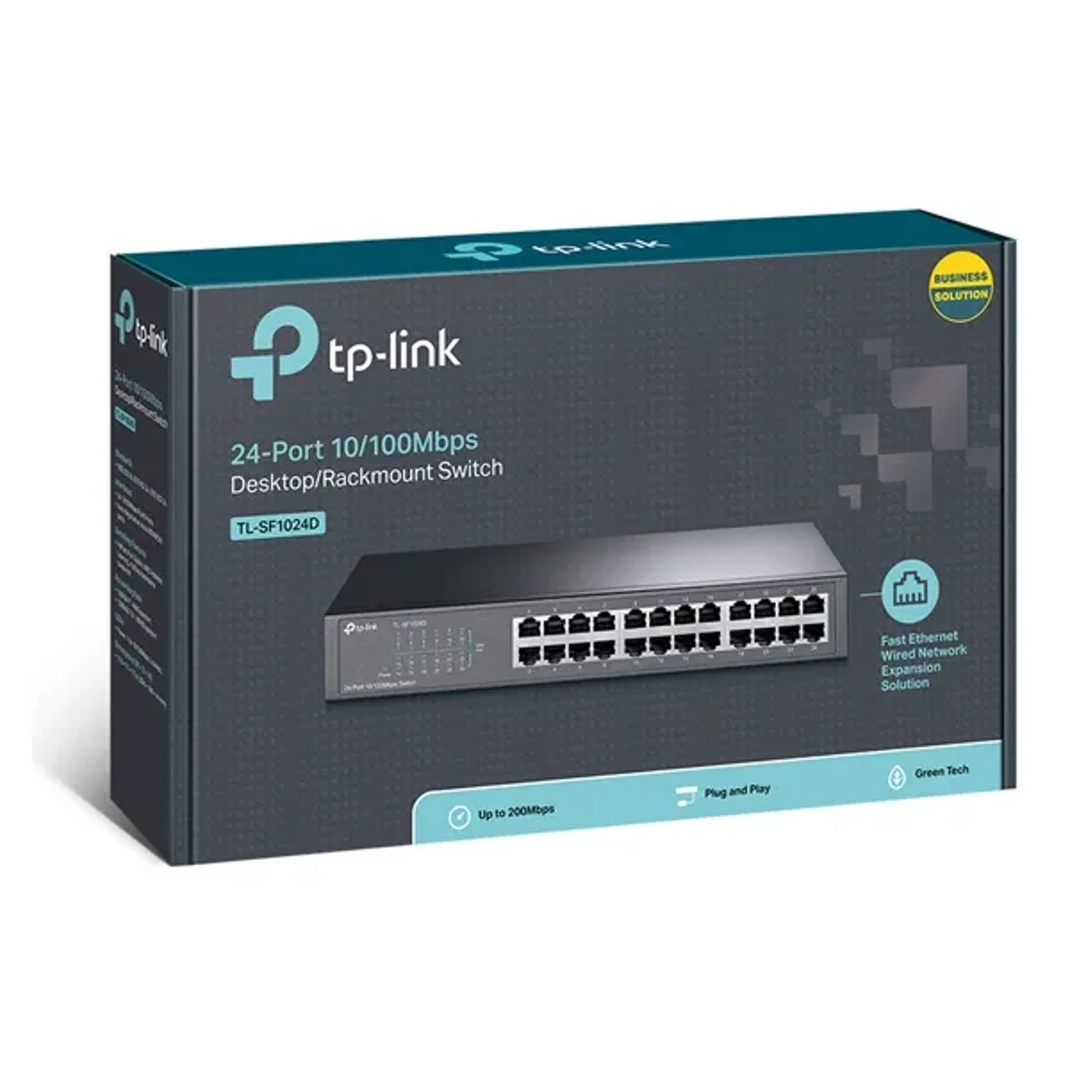 Switch TP-LINK no administrable Fast Ethernet 24 puertos 10/100, switching 4.8Gbps, MAC 8K, auto MDI/MDIX, control de flujo 802.3x, carcasa metálica
