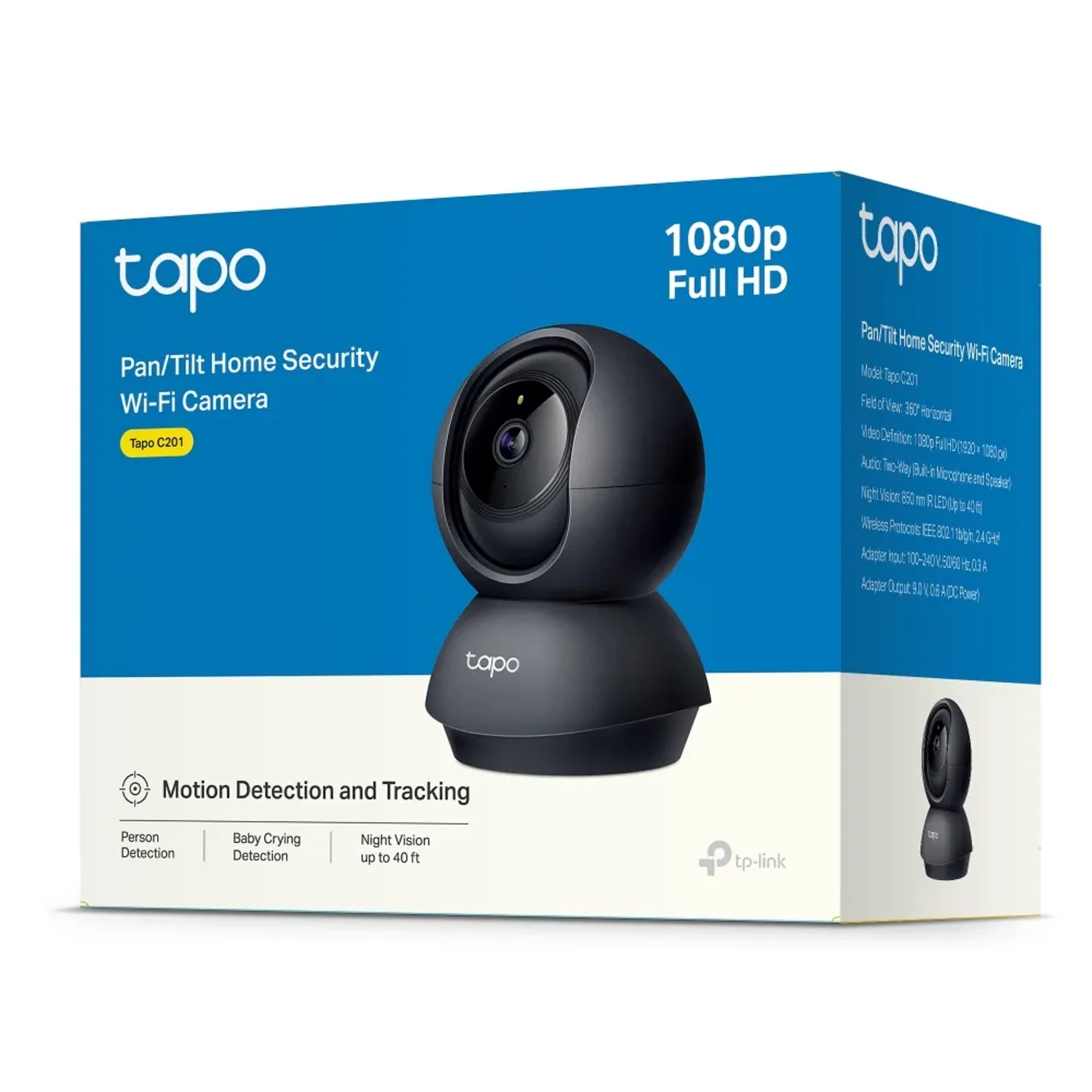 Tapo C201 camara Tapo interior wifi 2MP 1920x1080 Full HD, pan tilt 360 grados, seguimiento de movimiento, vision nocturna 12 m, audio bidireccional, microSD hasta 512GB.
